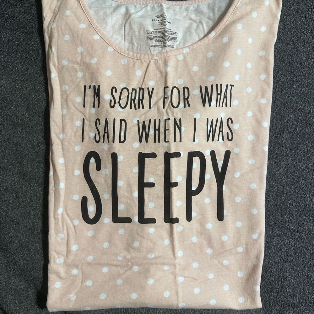#1286 Polka Dot Sleepy Graphic Night Gown Sz 2X-3X(20W-24W)